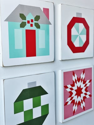 Image of Set of 8 - NEW! Christmas Barn Quilts