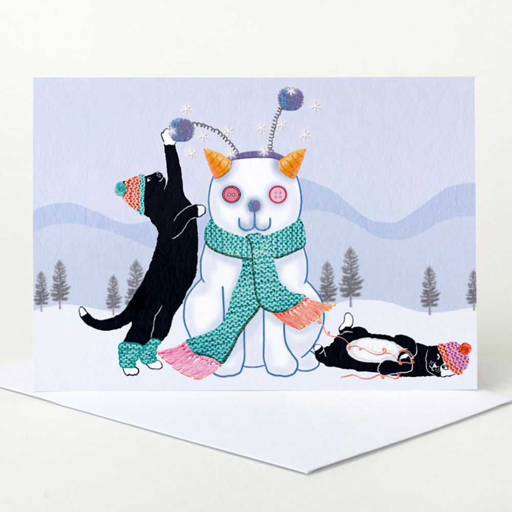 Image of Cat Snowman Christmas Card