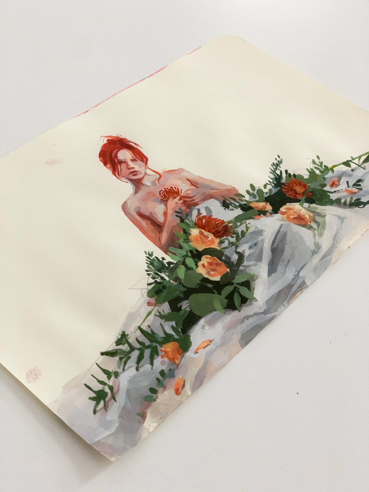 Agnes-Cecile bouquet dress study (21x13 cm)