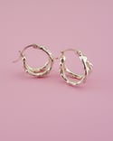 Silver Melted Double-Hoops