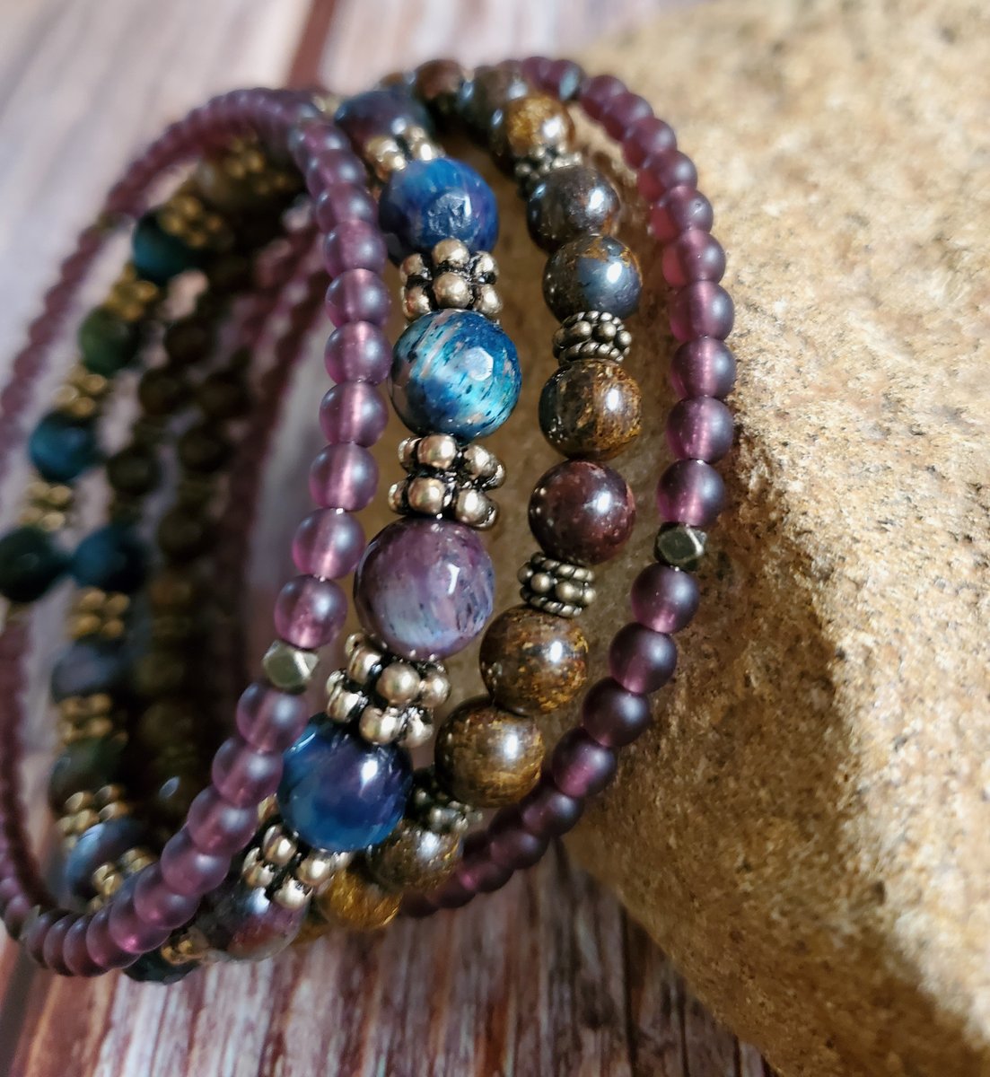 Glass Bead Wrap Bracelet Lots of Purple, Rich Riot of Royal Colors Beaded  Cuff, Steel Memory Wire Wrap for Easy On & Off, Artisan Original