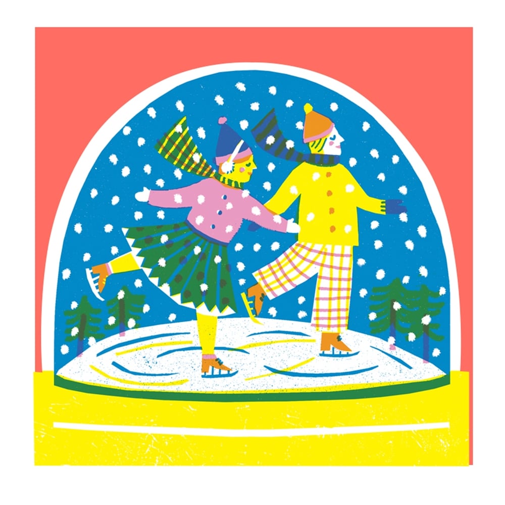 Image of Skaters Snowglobe Card