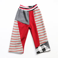 Image 1 of patchwork waffle thermal knit 24m toddler red black gray courtneycourtney sweatpants warm pants