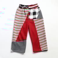 Image 2 of patchwork waffle thermal knit 24m toddler red black gray courtneycourtney sweatpants warm pants