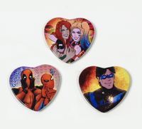 DC and Marvel Button Pin