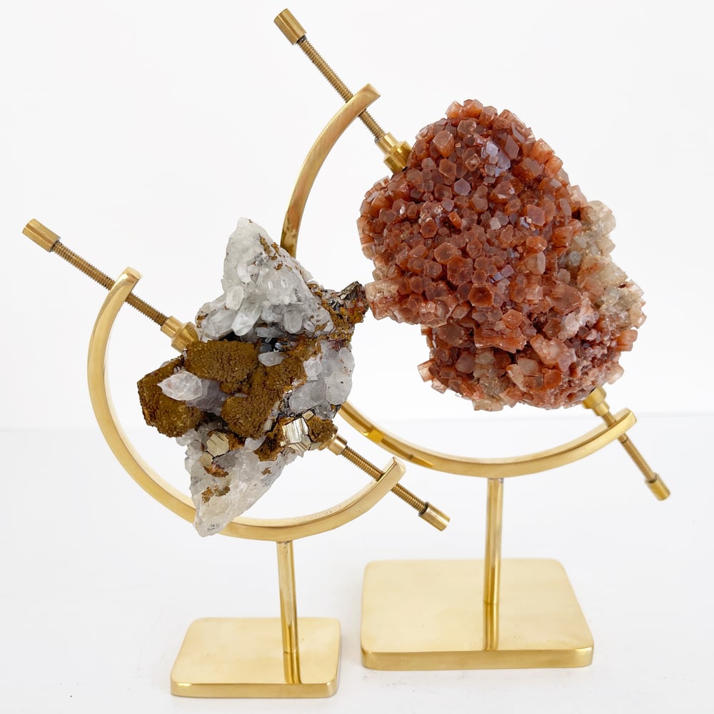Image of Aragonite no.102 + Brass Arc Stand