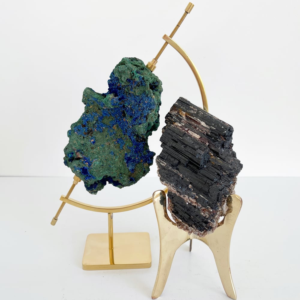 Image of Azurite/Malachite no.96 + Brass Arc Stand