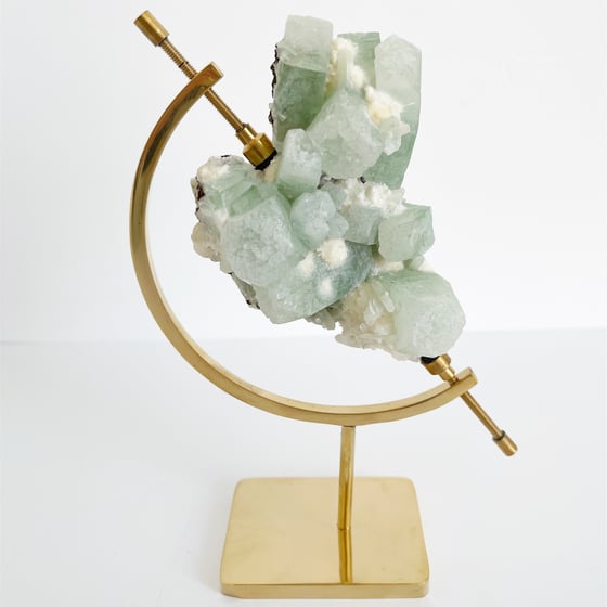 Image of Green Apophyllite/Mordenite no.14 + Brass Arc Stand
