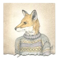 Image 1 of Original Artwork: Lady Fox in Sweater