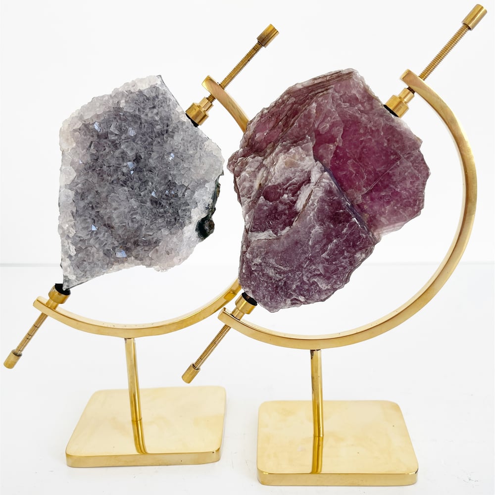 Image of Amethyst no.21 + Brass Arc Stand