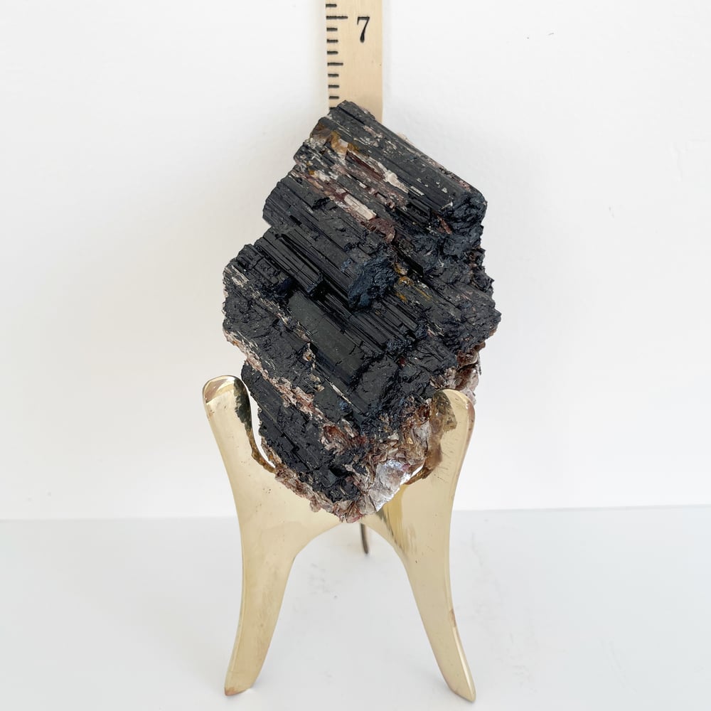 Image of Mica/Black Tourmaline no.96 + Brass Stand