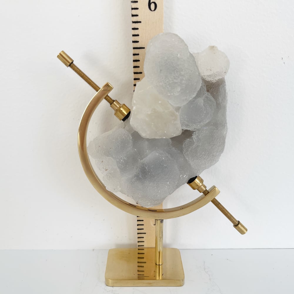 Image of Chalcedony/Calcite no.67 + Brass Arc Stand