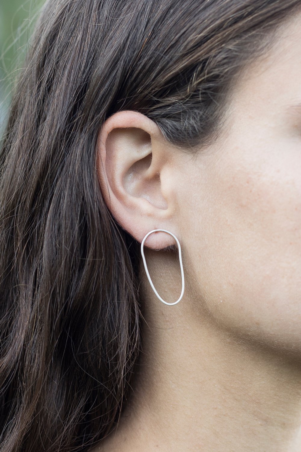 Image of Organic Shaped Silver Earrings (square wire)