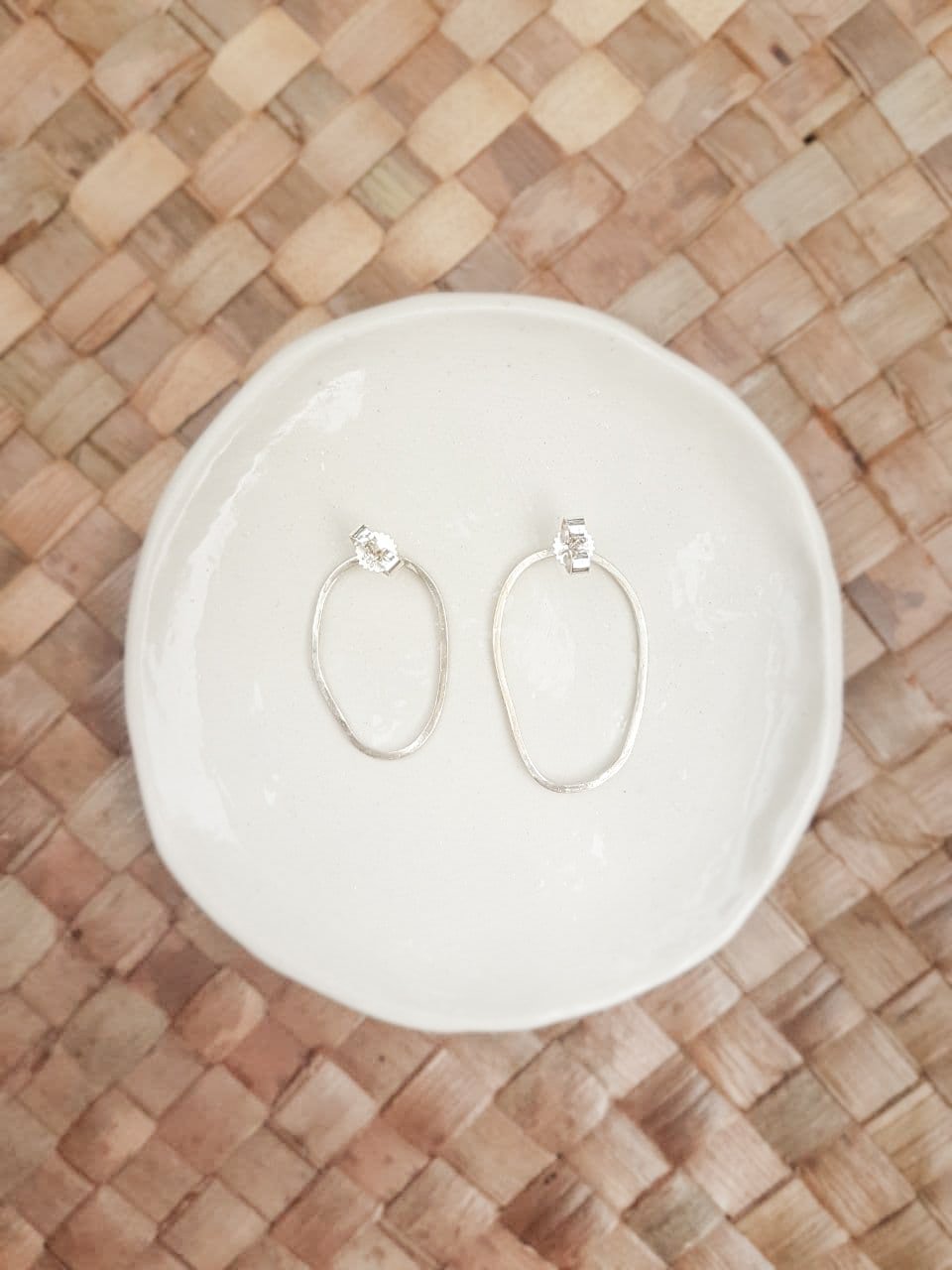 Image of Organic Shaped Silver Earrings (square wire)