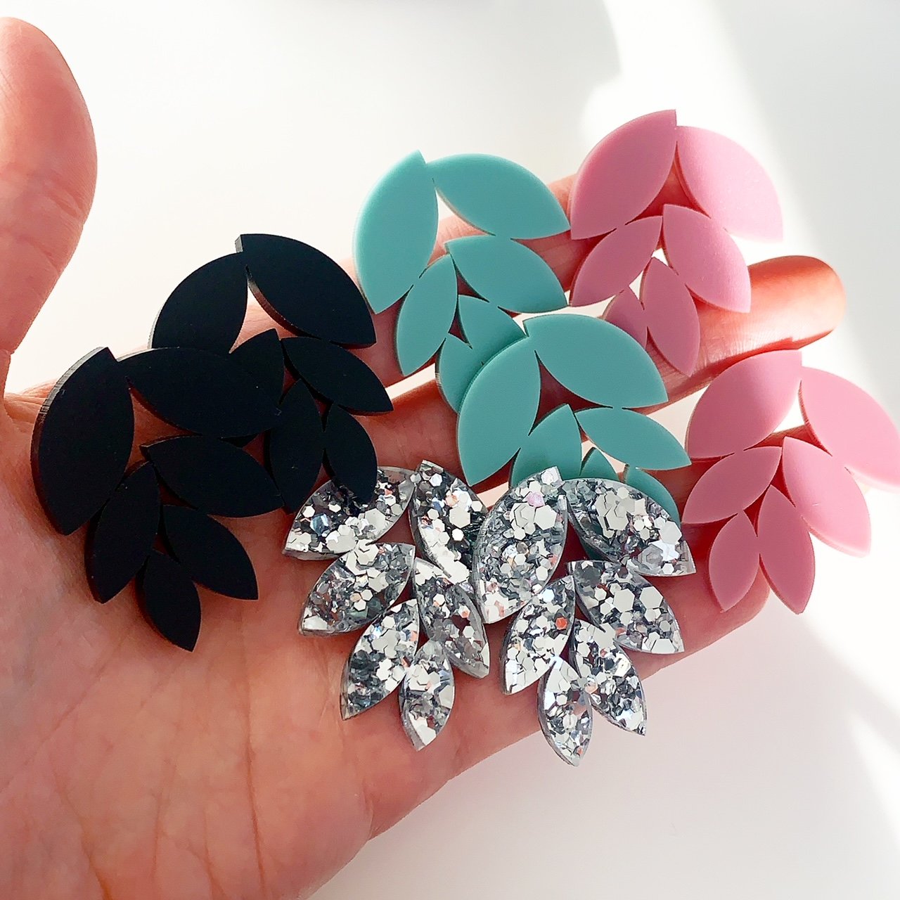 Image of Colour Block Leaf Studs