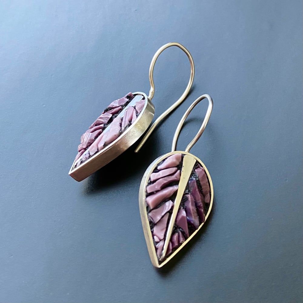 Image of Lilac Leaf Micro Mosaic Earrings 