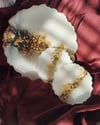 Tray and Coaster Set - Pearl White and Gold Leaf