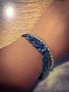 Blue link silver bead  bracelet