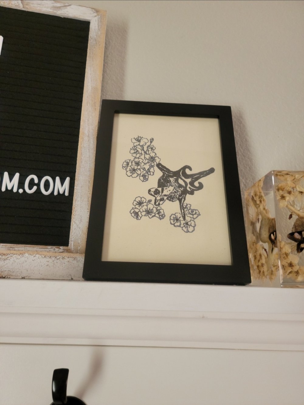 Image of Blossoming Bone Moth, bone and Blossom Art Print