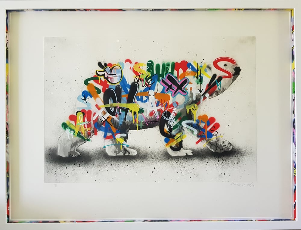 Image of MARTIN WHATSON "POLAR BEAR"- UNIQUE ETCHING CUSTOM FRAMED WITH MW SPACERS