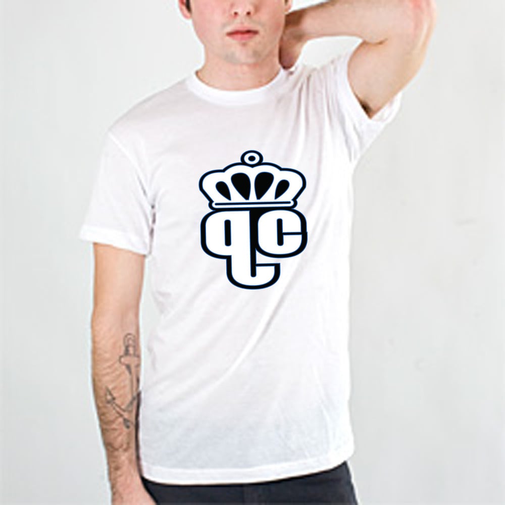 Image of QueenCity Logo Tee (White/Cyan Blue)