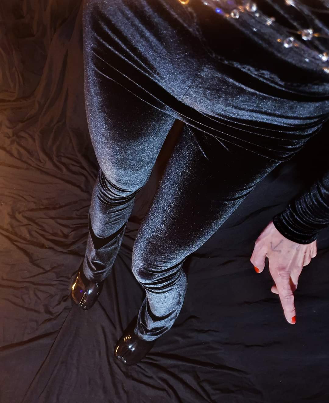 Image of Velvet Thong Pants (in black)