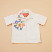 Image 1 of Appliqué Bowling Shirt - Pink Flower Collar 
