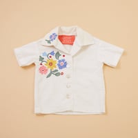 Image 1 of Appliqué Bowling Shirt - Blue Flower Collar 