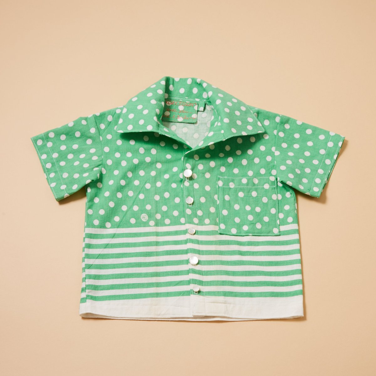 Image of Polka Dot Border Stripe Bowling Shirt