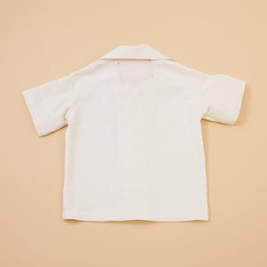 Image of Appliqué Bowling Shirt - Pink Flower Collar 