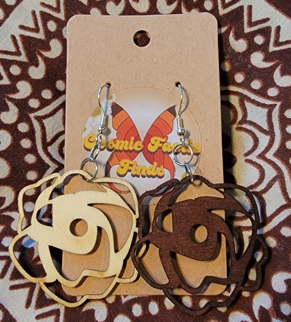 Image of Mini spiral wood earrings