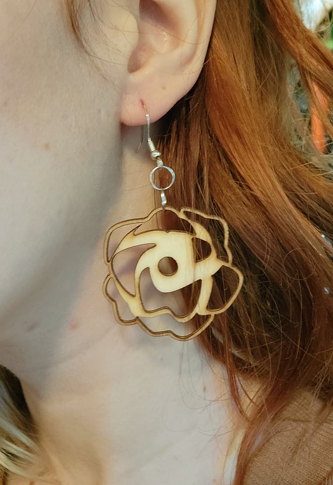 Image of Mini spiral wood earrings