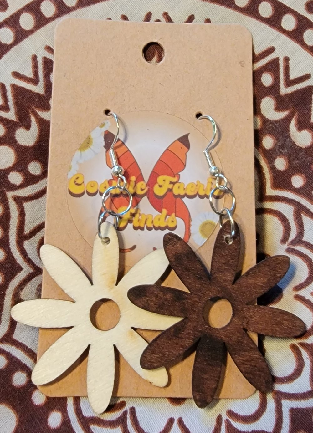 Image of Flower wood earrings