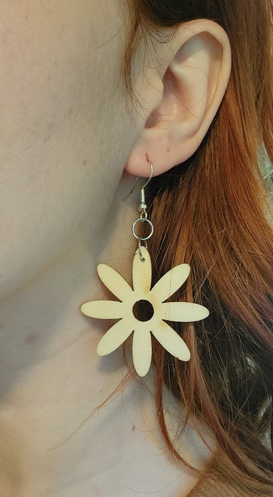 Image of Flower wood earrings