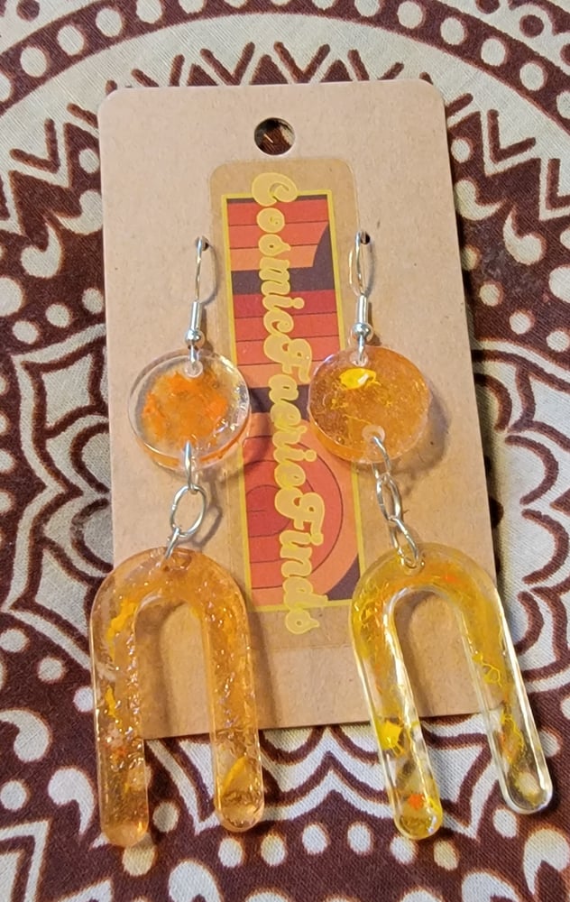 Image of Orange burst resin earrings