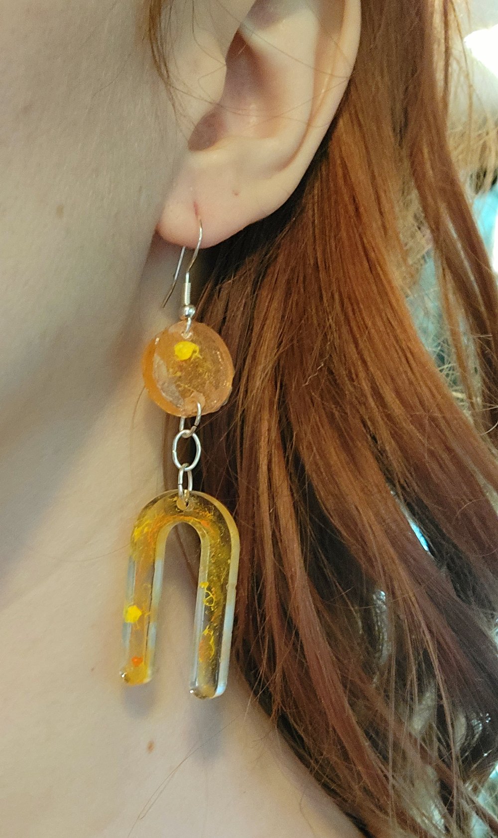 Image of Orange burst resin earrings