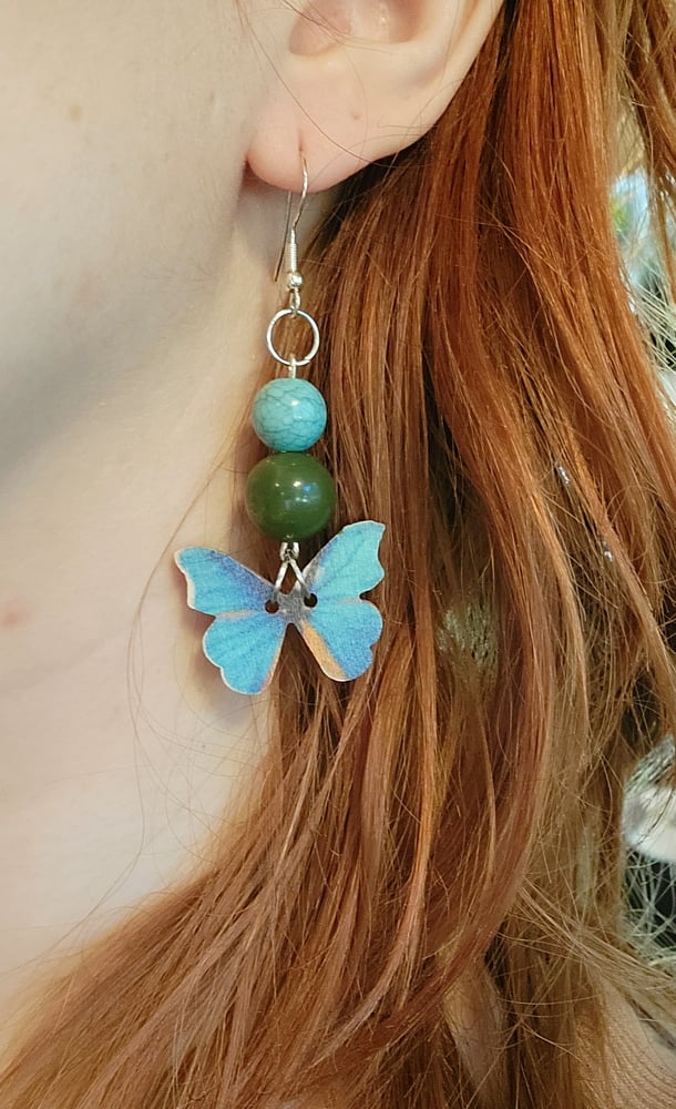 Image of Jade butterfly earrings (multiple color options)