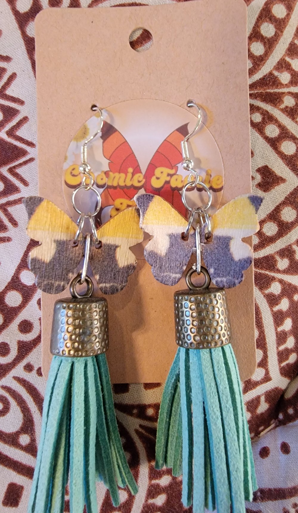 Image of Butterfly tassle earrings 