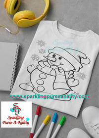 Image 1 of Youth Snowman Coloring Shirt Kit