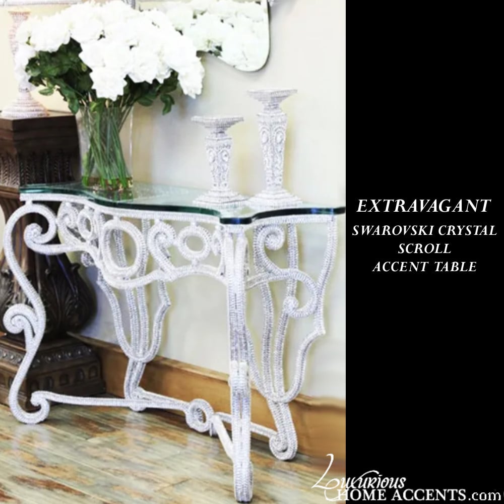 Image of Swarovski Crystal Scroll Accent Table