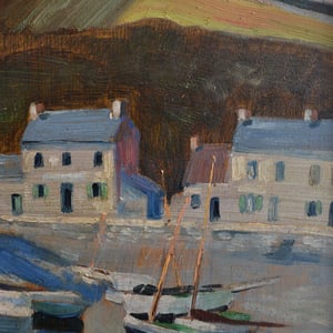 Image of Mid Century French 'Brittany Harbour'  Françoise Juvin (1926-2010) WAS £695