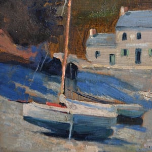 Image of Mid Century French 'Brittany Harbour'  Françoise Juvin (1926-2010) WAS £695