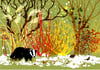 Greeting card: Badger in Snow