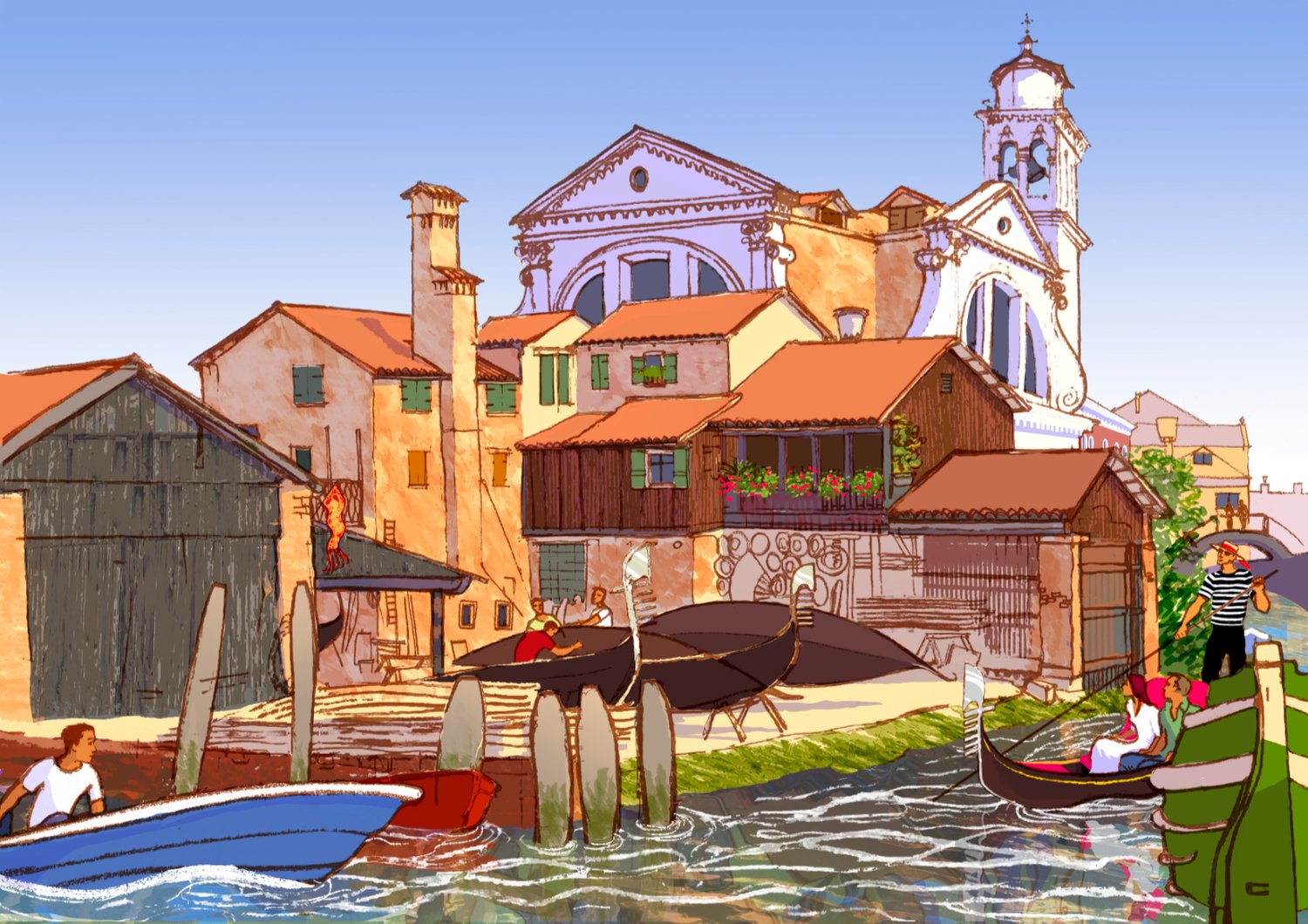 Greeting card: Venice Boatyard