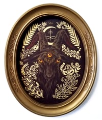 Image 1 of Black Goat in oval frame