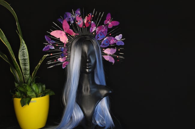 Butterfly crown, halo crown headpiece, halo sun burst crown, Purple color halo crown