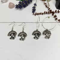 Image 2 of Silver Mushroom Charm Earrings 