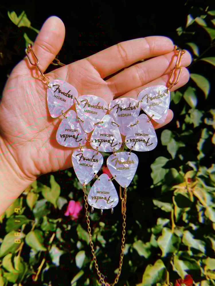 Image of Pearly Fender Guitar Pick Fender Choker (Pre-Order)