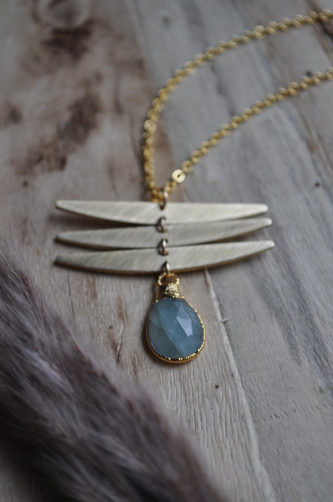 Image of Dragonfly Necklace in Aquamarine