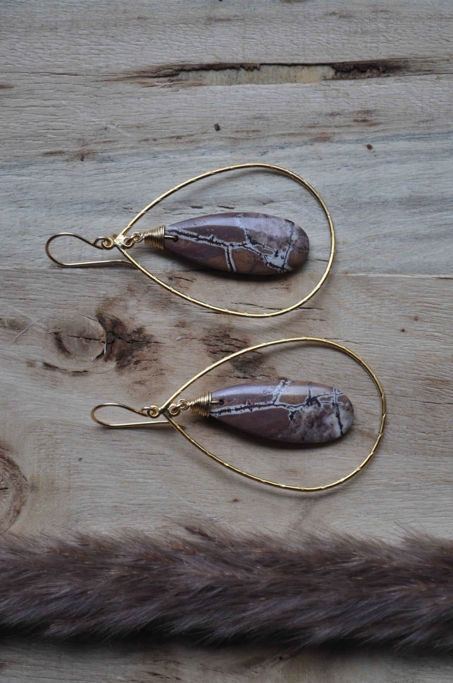 Image of One of a Kind Chohua Jasper Teardrop Hoops